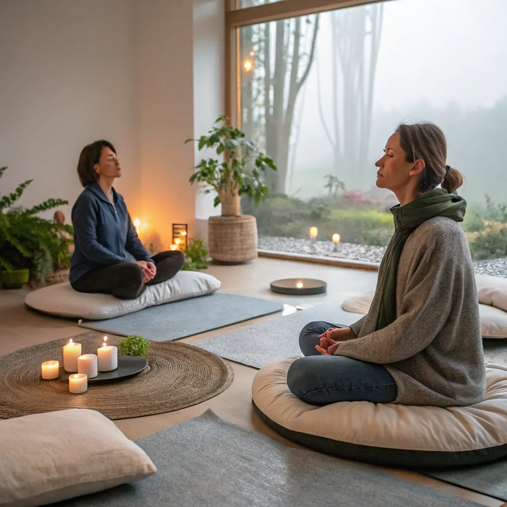Peaceful meditation session setting